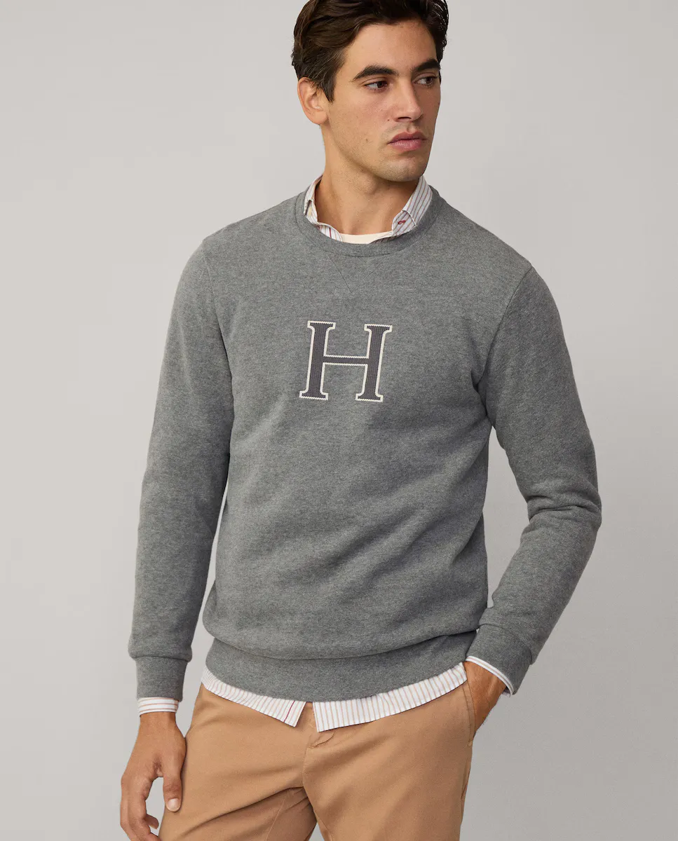 Мужская толстовка с круглым вырезом и монограммой Hackett, темно-серый
Мужская толстовка с круглым вырезом и монограммой Hackett, темно-серый