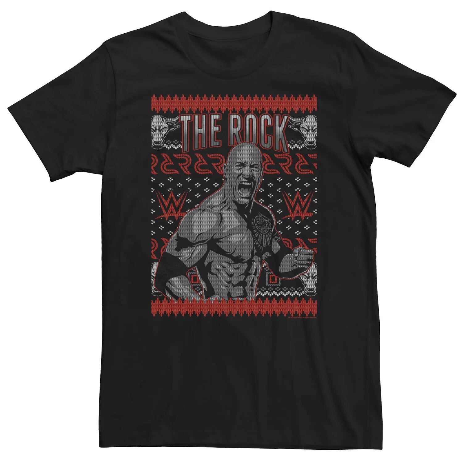 Мужская дизайнерская футболка WWE The Rock Ugly Sweater Licensed Character 
Мужская дизайнерская футболка WWE The Rock Ugly Sweater Licensed Character