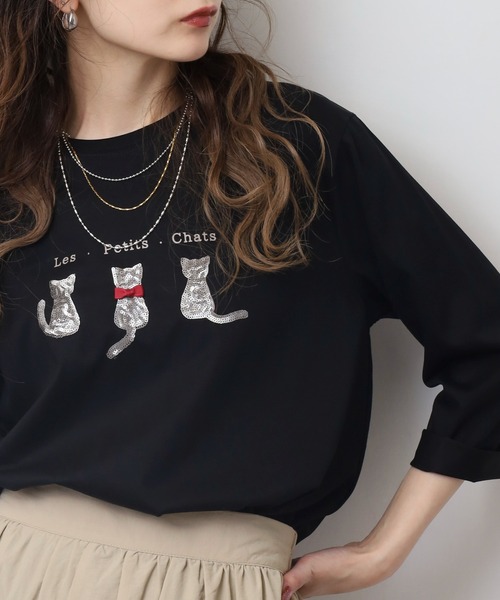 Топ с пайетками и изображением кошки, черный BRODIAEA
Топ с пайетками и изображением кошки, черный BRODIAEA