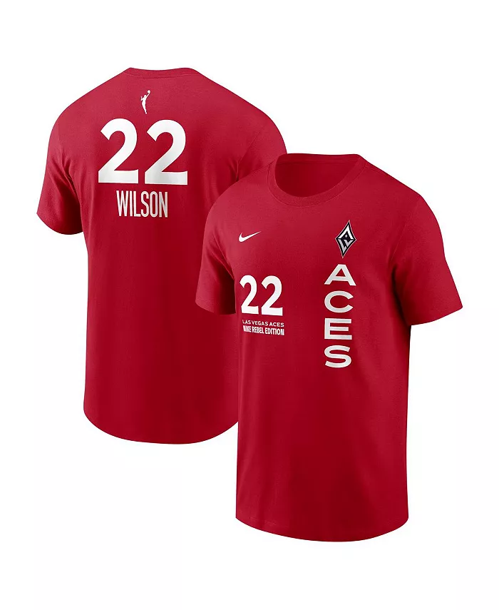 Мужская и женская футболка A'ja Wilson Red Las Vegas Aces Rebel Edition с именем и номером Nike
Мужская и женская футболка A'ja Wilson Red Las Vegas Aces Rebel Edition с именем и номером Nike