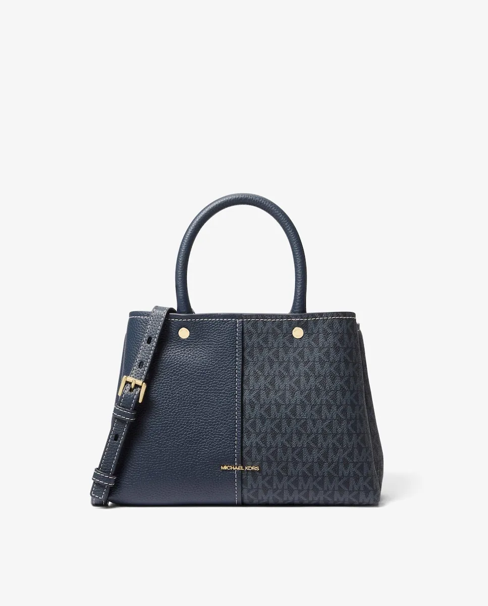 Сумка-сатчел Flora с логотипами, трансформирующаяся в сумку через плечо Michael Michael Kors, темно-синий
Сумка-сатчел Flora с логотипами, трансформирующаяся в сумку через плечо Michael Michael Kors, темно-синий