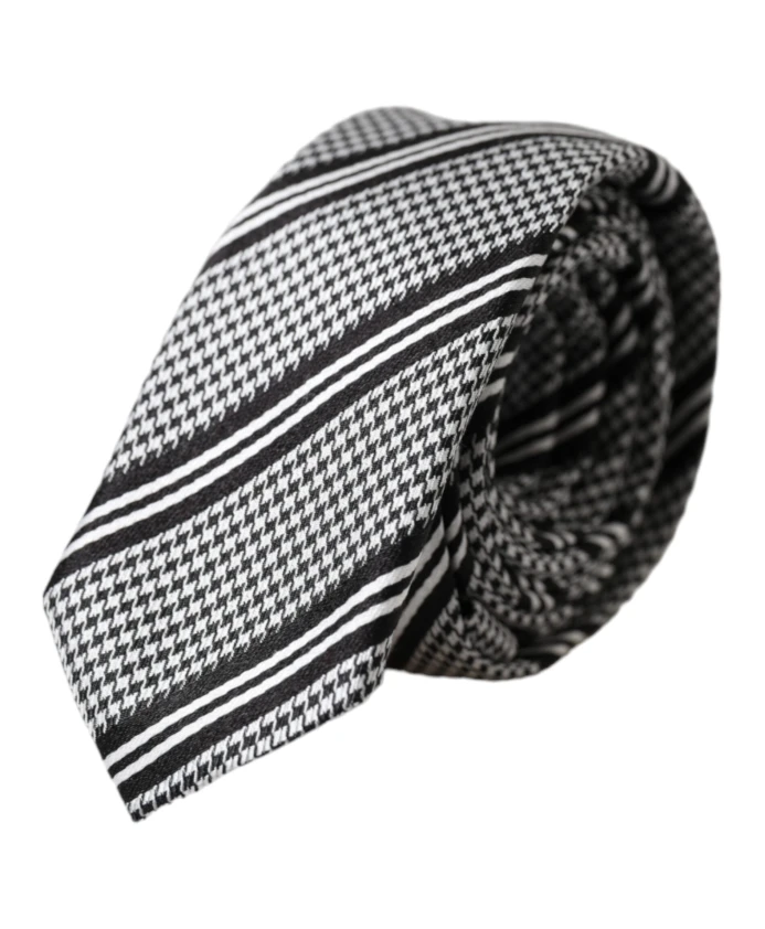 Полосатый шелковый галстук с логотипом Dolce & Gabbana, белый
Полосатый шелковый галстук с логотипом Dolce & Gabbana, белый