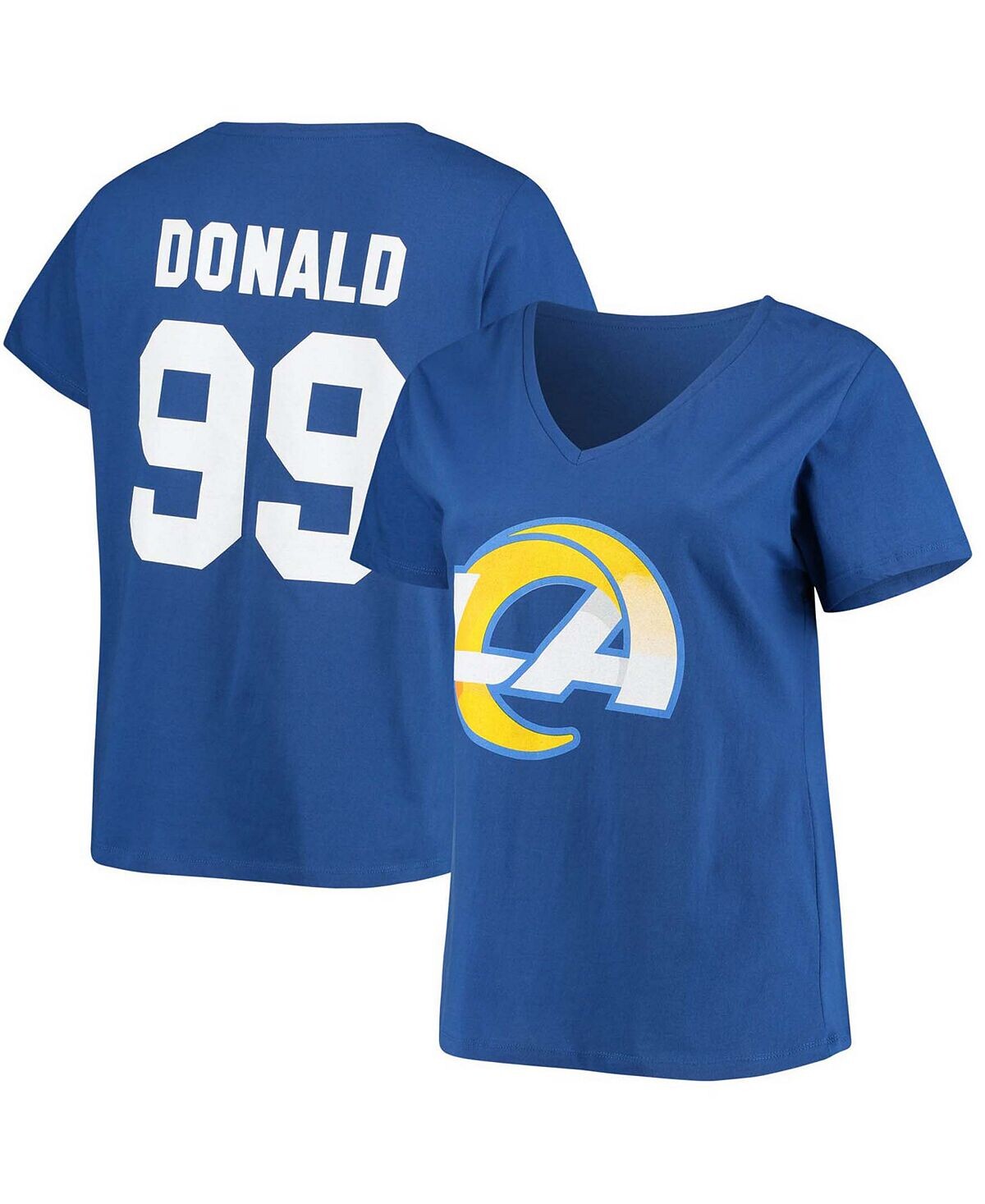 Женская футболка больших размеров Aaron Donald Royal Los Angeles Rams с v-образным вырезом и номером Fanatics, синий
Женская футболка больших размеров Aaron Donald Royal Los Angeles Rams с v-образным вырезом и номером Fanatics, синий
