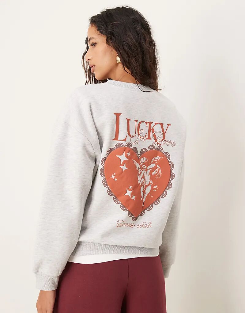 Толстовка свободного кроя с принтом херувима Lucky in Love серого меланжевого цвета ASOS DESIGN
Толстовка свободного кроя с принтом херувима Lucky in Love серого меланжевого цвета ASOS DESIGN