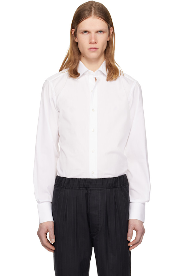 Tom Ford Белая облегающая рубашка из эластичного поплина
Tom Ford Белая облегающая рубашка из эластичного поплина