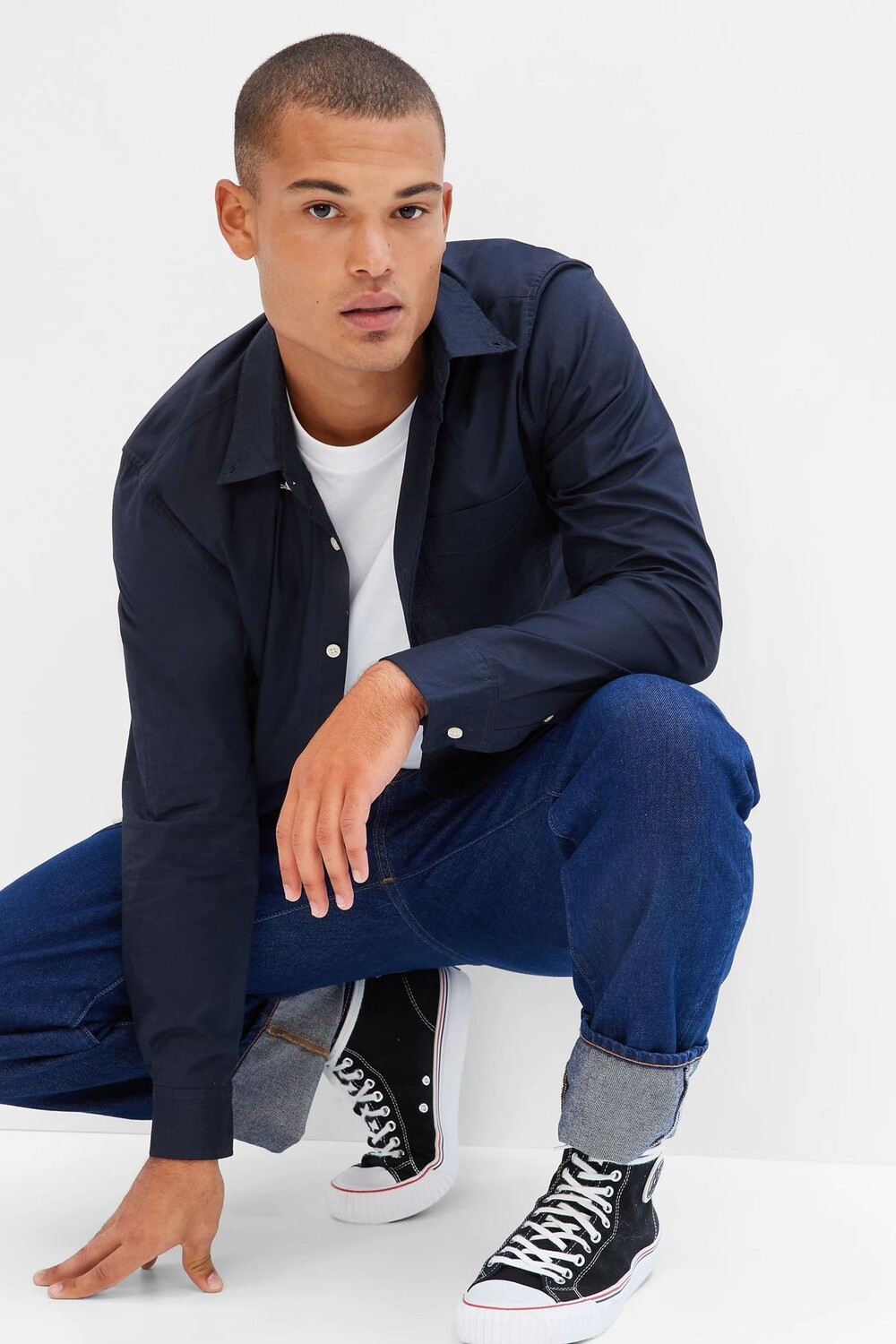 Приталенная рубашка с эластичной застежкой на пуговицы Gap, синий
Приталенная рубашка с эластичной застежкой на пуговицы Gap, синий