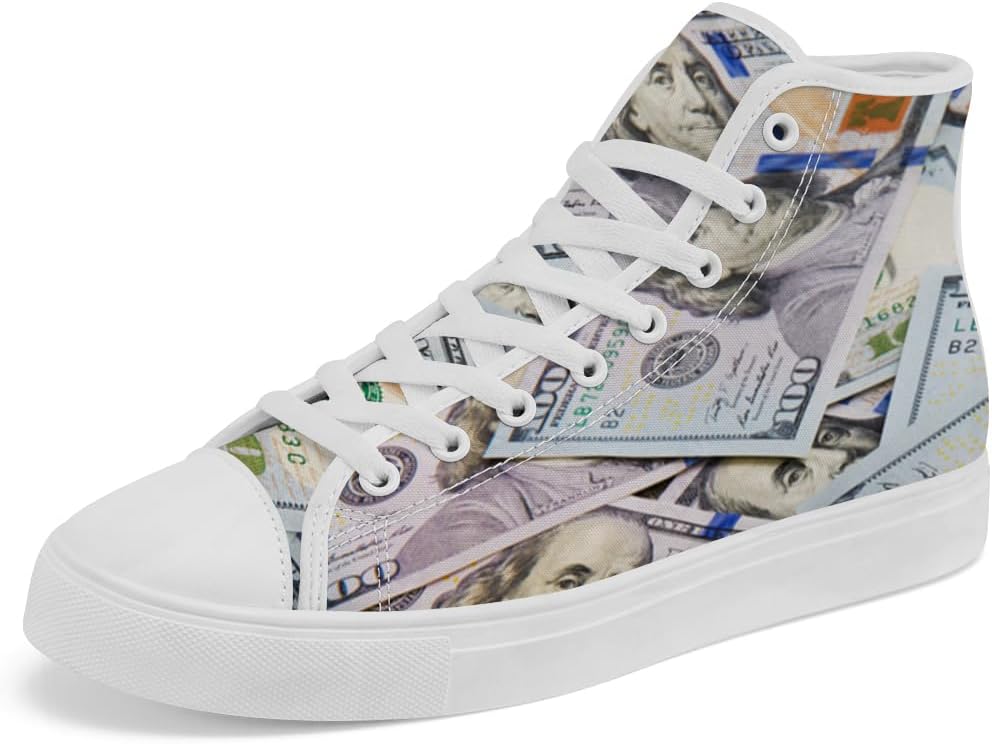 Высокие кеды из холста с долларовым принтом для мужчин и женщин, высокие кроссовки на шнуровке, повседневная обувь, подарок для него и нее Chebing, белый/синий
Высокие кеды из холста с долларовым принтом для мужчин и женщин, высокие кроссовки на шнуровке, повседневная обувь, подарок для него и нее Chebing, белый/синий