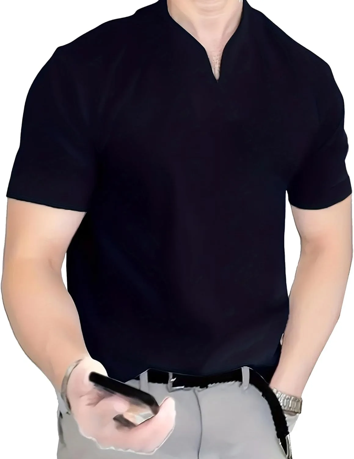 Мужская эластичная хлопковая спортивная футболка с коротким рукавом и V-образным вырезом Zylphorix
Мужская эластичная хлопковая спортивная футболка с коротким рукавом и V-образным вырезом Zylphorix