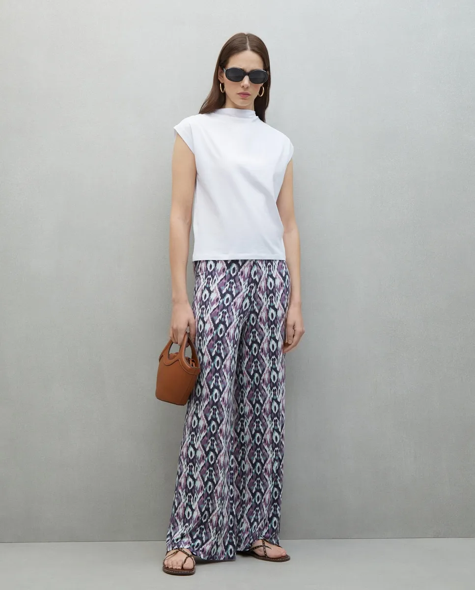 Геометрические широкие женские брюки Easy Wear, зеленый 
Геометрические широкие женские брюки Easy Wear, зеленый