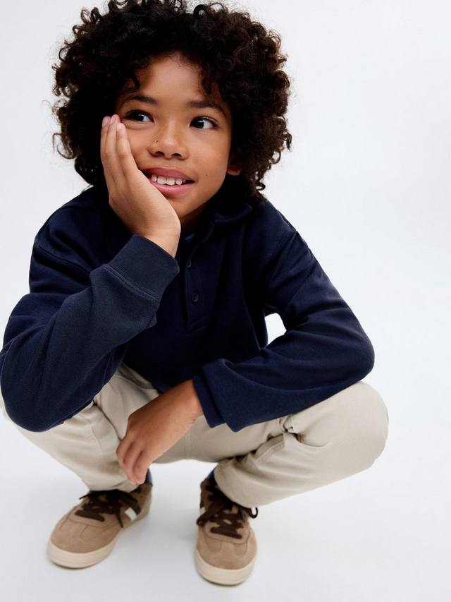 Детский хлопковый поло-свитер с длинными рукавами Mango, Navy
Детский хлопковый поло-свитер с длинными рукавами Mango, Navy