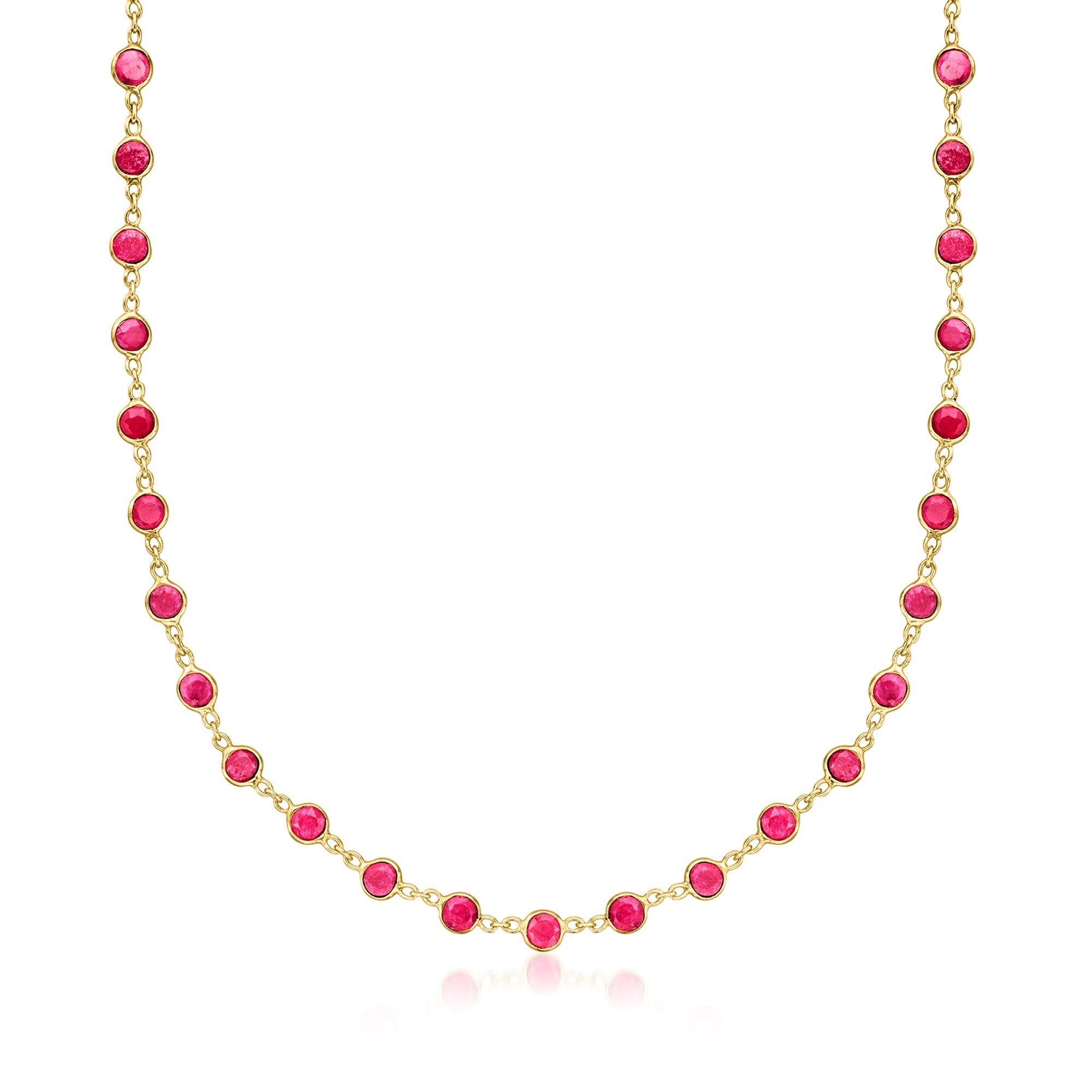 Рубиновое ожерелье Ross-Simons из 18-каратного золота с оправой из стерлингового серебра Ross-Simons, 16 In
Рубиновое ожерелье Ross-Simons из 18-каратного золота с оправой из стерлингового серебра Ross-Simons, 16 In