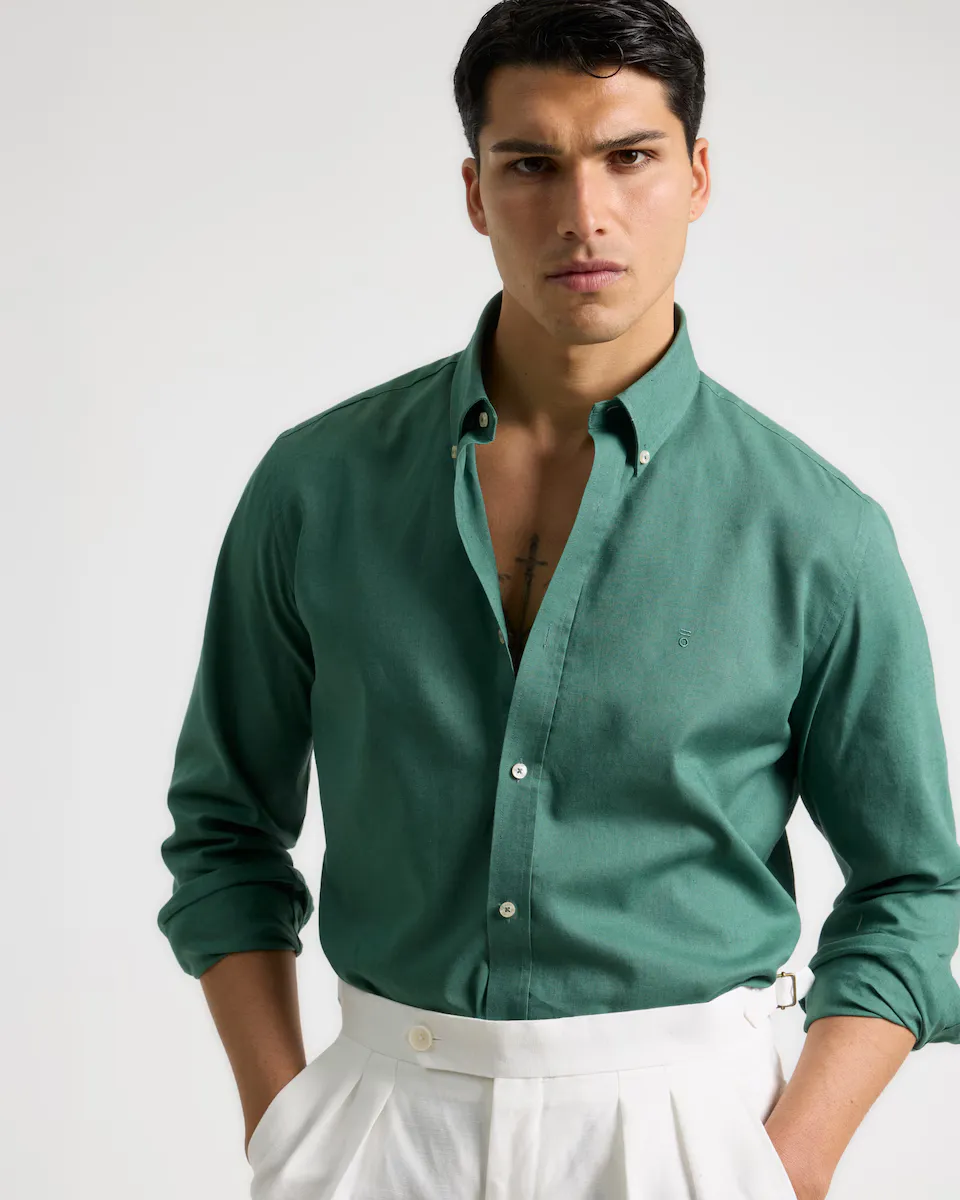 Мужская рубашка индивидуального покроя с эффектом льна PuroEgo, зеленый
Мужская рубашка индивидуального покроя с эффектом льна PuroEgo, зеленый