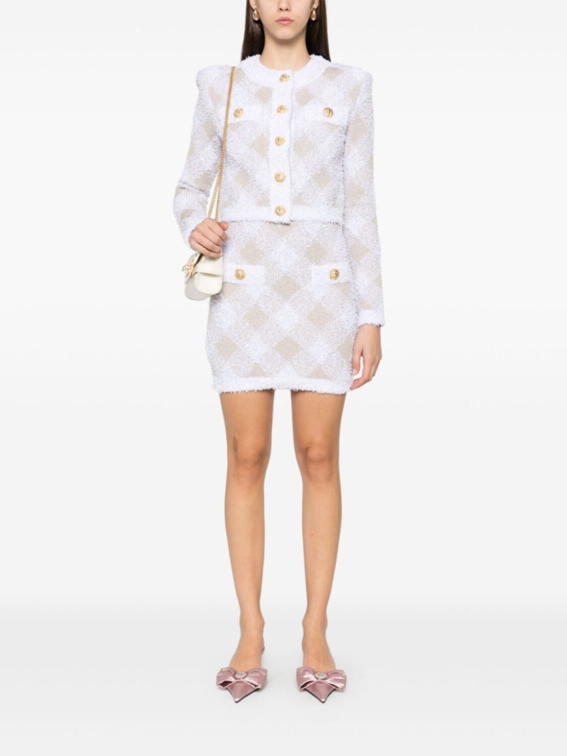 Юбка мини с узором аргайл Balmain, белый
Юбка мини с узором аргайл Balmain, белый