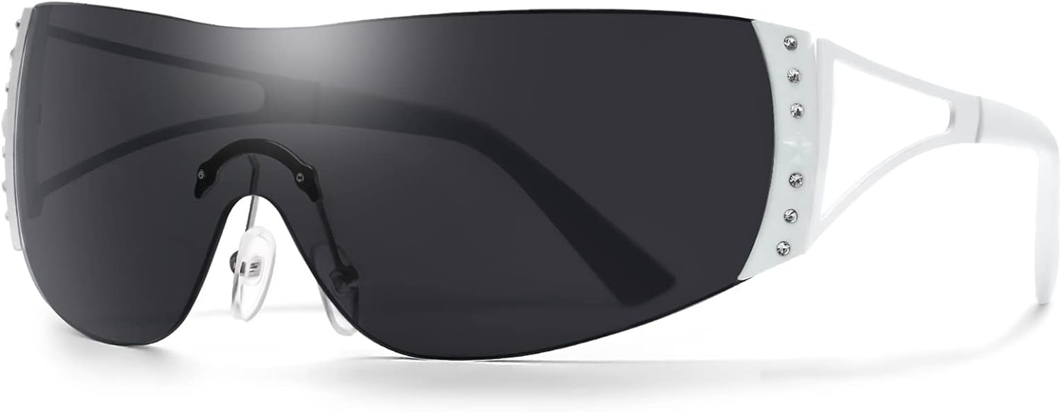 Солнцезащитные очки Y2K для женщин и мужчин, большие, обтекаемые, без оправы, футуристические солнцезащитные очки в стиле 2000-х, для рейв-вечеринок, стильные защитные очки DQbhzh, White Frame - Black Lens
Солнцезащитные очки Y2K для женщин и мужчин, большие, обтекаемые, без оправы, футуристические солнцезащитные очки в стиле 2000-х, для рейв-вечеринок, стильные защитные очки DQbhzh, White Frame - Black Lens