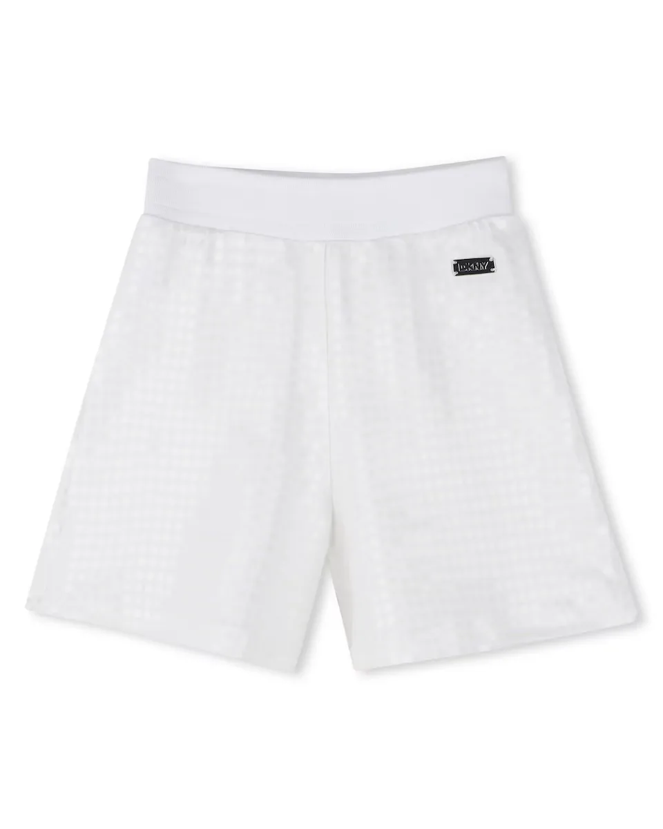 Хлопковые шорты для девочек с пайетками DKNY, белый
Хлопковые шорты для девочек с пайетками DKNY, белый