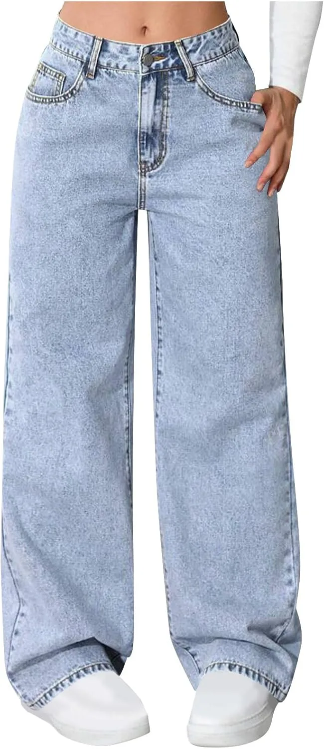 HGps8w женские джинсы с широкими штанинами, завышенной талией и карманами
HGps8w женские джинсы с широкими штанинами, завышенной талией и карманами