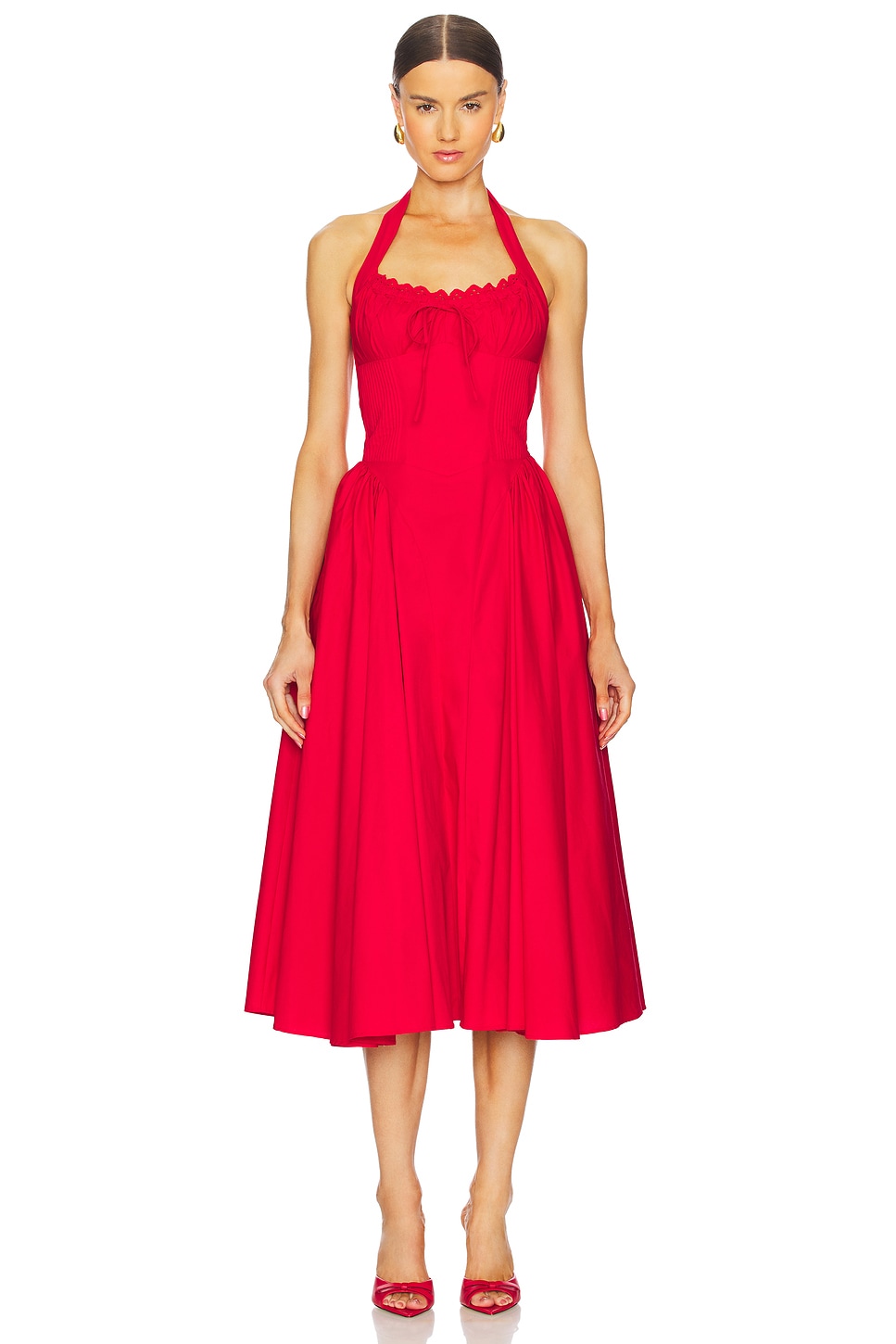 Платье миди Abbott на завязках Line & Dot, red 
Платье миди Abbott на завязках Line & Dot, red