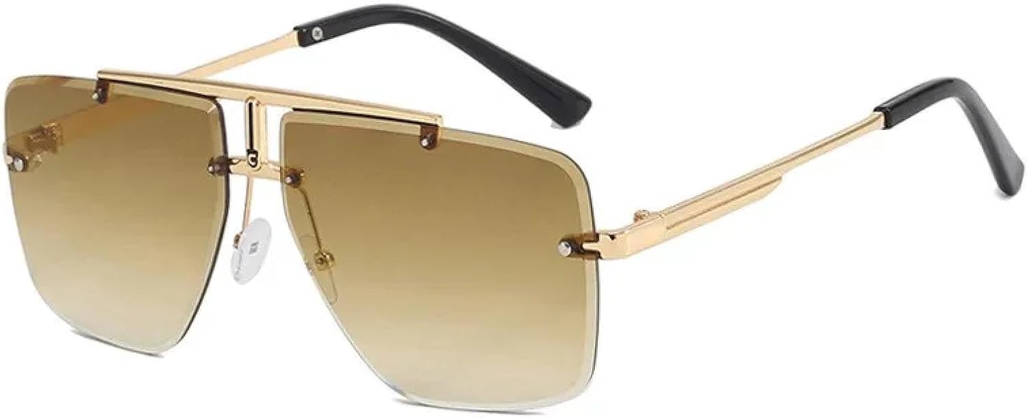 Модные мужские солнцезащитные очки без оправы для женщин, очки с двойной перемычкой и металлической оправой, очки для вождения с защитой от УФ-излучения UV400 TYUVIVO, Gold Tea
Модные мужские солнцезащитные очки без оправы для женщин, очки с двойной перемычкой и металлической оправой, очки для вождения с защитой от УФ-излучения UV400 TYUVIVO, Gold Tea