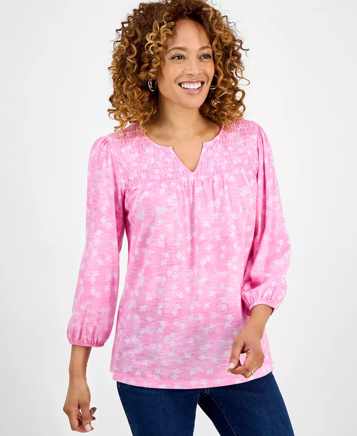 Женский трикотажный топ с рукавами 3/4 Style & Co, розовый 
Женский трикотажный топ с рукавами 3/4 Style & Co, розовый