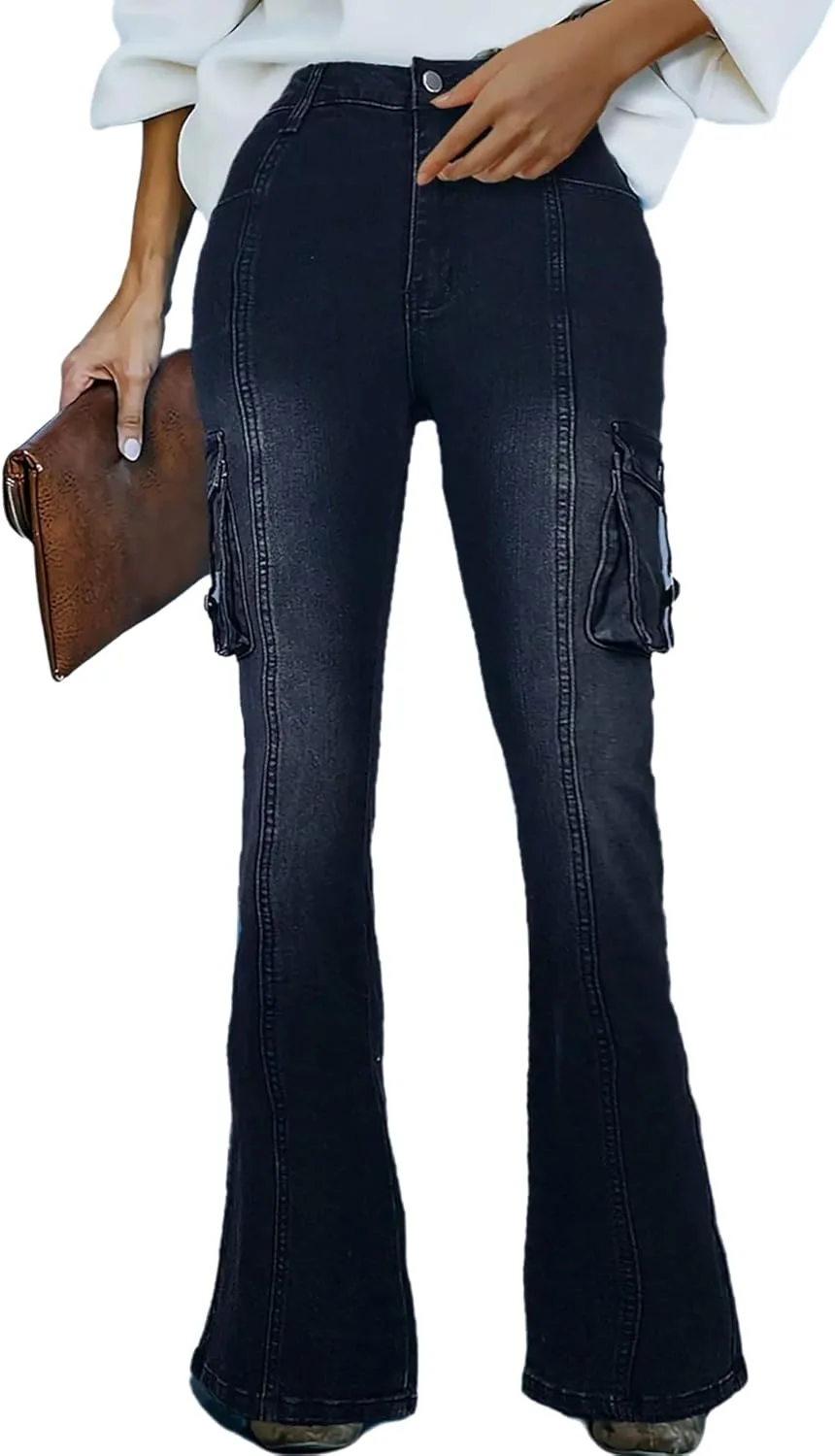 Женские джинсы-клеш с карманами на клапанах QLAUYIOE
Женские джинсы-клеш с карманами на клапанах QLAUYIOE