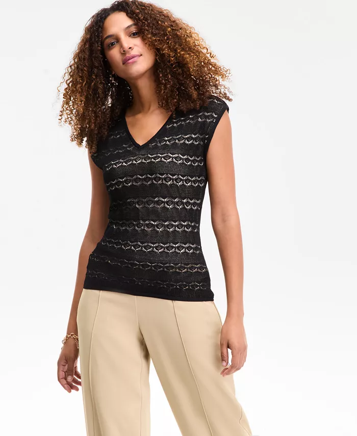 Женский джемпер с ажурной вязкой и двойным V-образным вырезом I.N.C. International Concepts, черный
Женский джемпер с ажурной вязкой и двойным V-образным вырезом I.N.C. International Concepts, черный