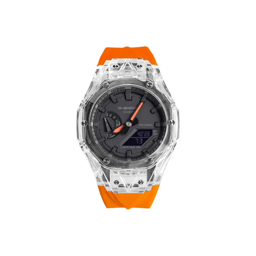CASIO Часы Unisex Liquid Crystal/Analog Dual Display Series 48.5mm Black Watch, Hublot Colored Needle Orange Strap 
CASIO Часы Unisex Liquid Crystal/Analog Dual Display Series 48.5mm Black Watch, Hublot Colored Needle Orange Strap