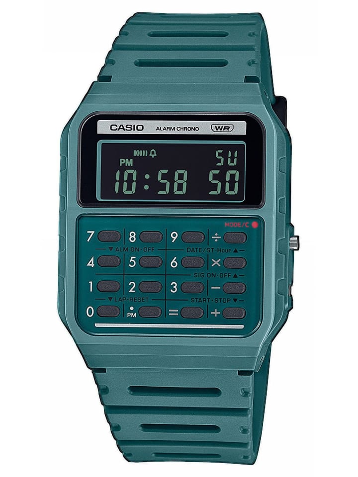 Casio Цифровые часы с калькулятором, винтажный стильный дизайн, черно-зеленый цвет, цвет петролейный
Casio Цифровые часы с калькулятором, винтажный стильный дизайн, черно-зеленый цвет, цвет петролейный