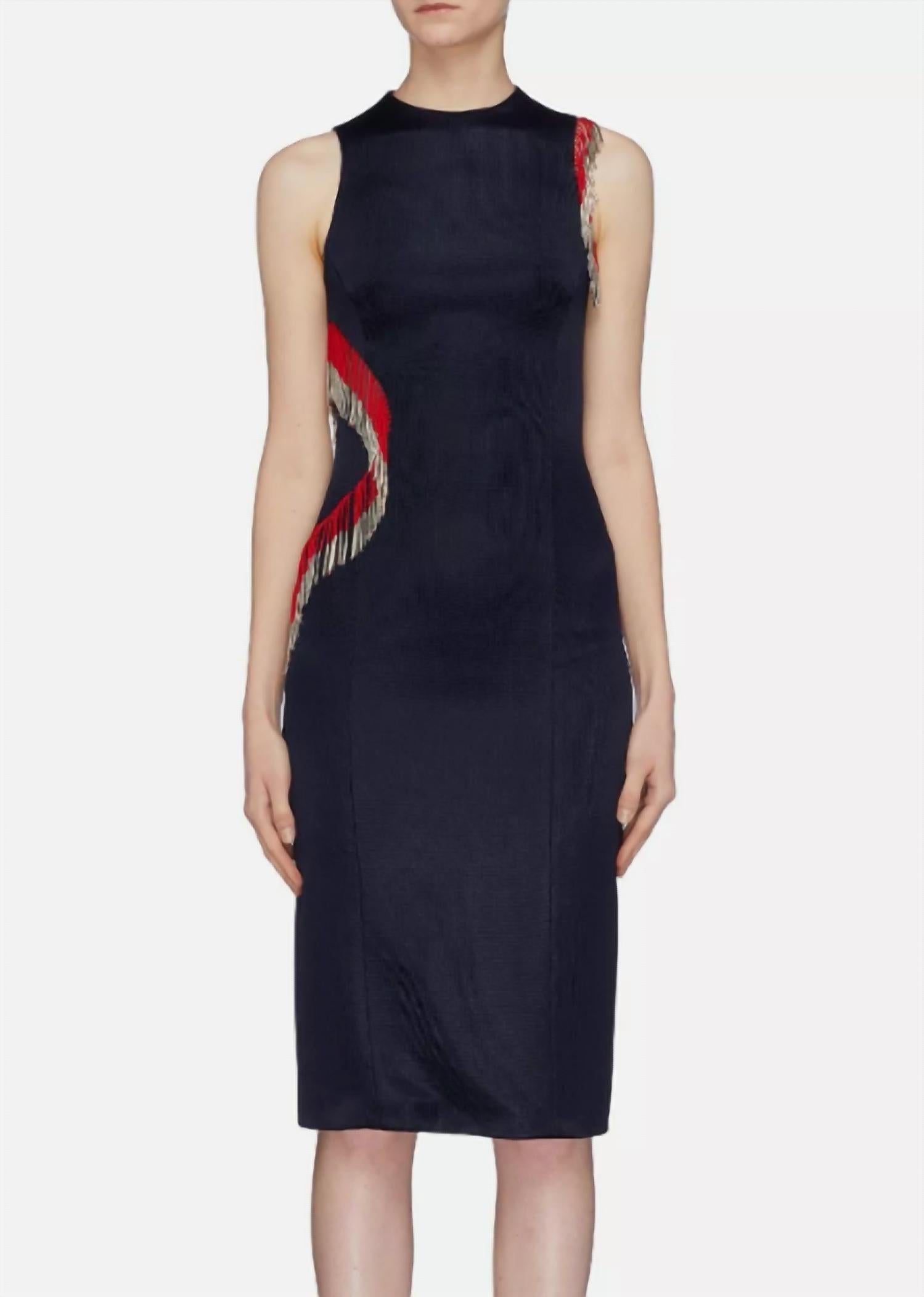 Платье из трикотажного полотна с бахромой синего цвета Galvan London
Платье из трикотажного полотна с бахромой синего цвета Galvan London