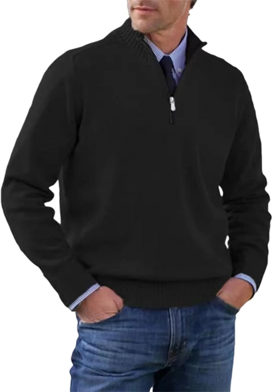 Мужской свитер с четвертью молнии Slim Fit легкий с воротником-стойкой
Мужской свитер с четвертью молнии Slim Fit легкий с воротником-стойкой