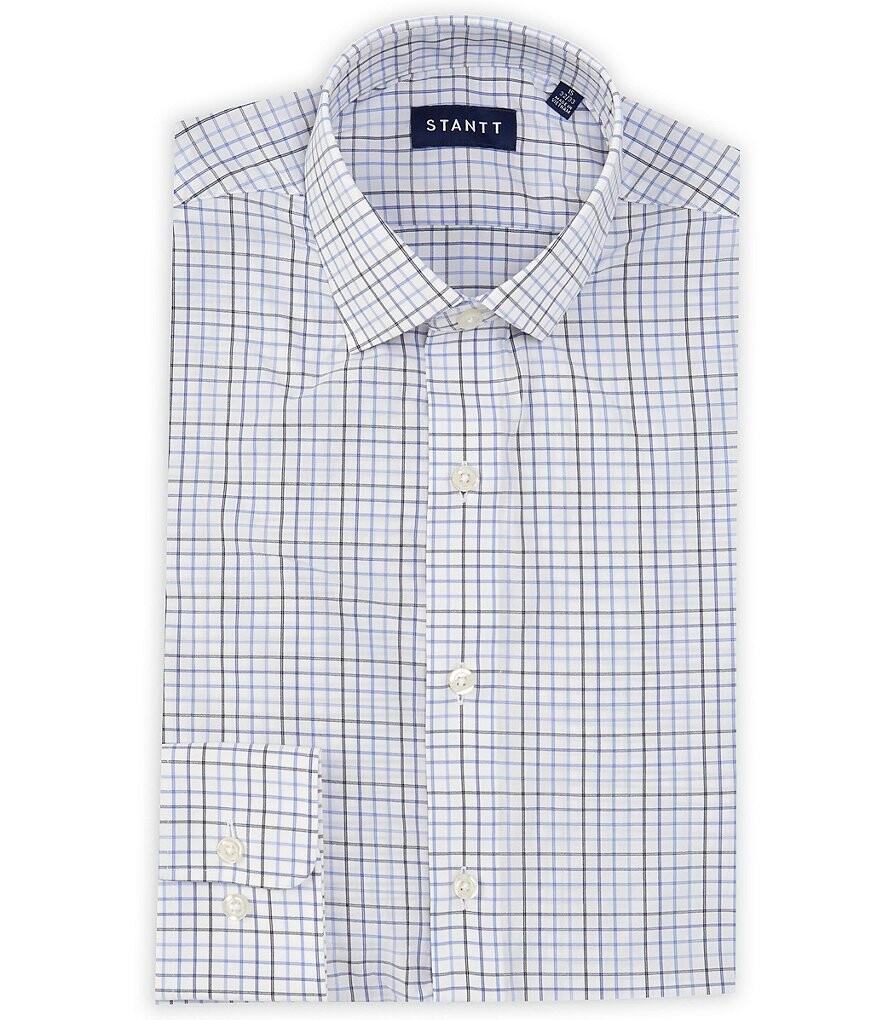 Классическая рубашка STANTT Performance Stretch Classic с раздвинутым воротником и принтом Tattersall, мультиколор