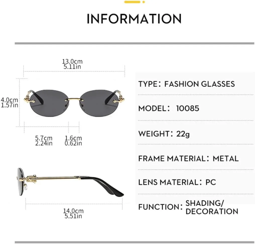 Панк-очки овальной оправы без оправы, модные, женские и мужские, для активного отдыха, путешествий, вождения, защита от УФ-излучения UV400 TVTBBVV, Silver Clear
Панк-очки овальной оправы без оправы, модные, женские и мужские, для активного отдыха, путешествий, вождения, защита от УФ-излучения UV400 TVTBBVV, Silver Clear