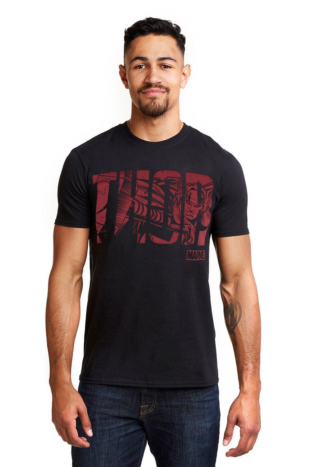 Хлопковая футболка с текстом Thor Marvel, черный
Хлопковая футболка с текстом Thor Marvel, черный