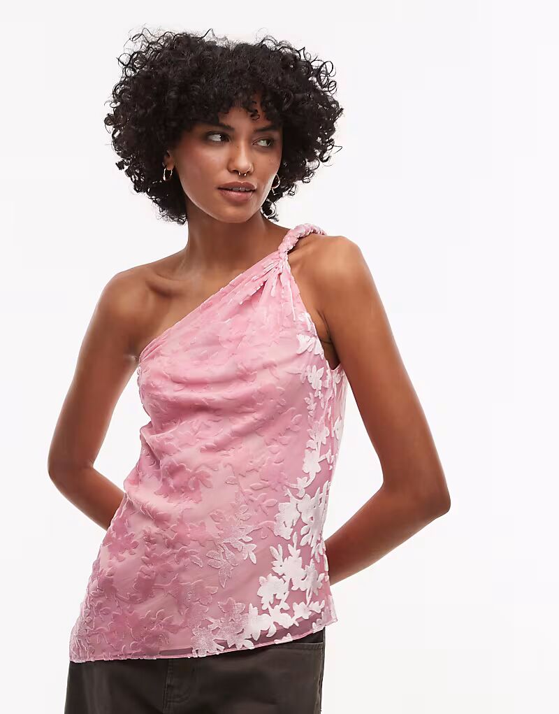 Топ Topshop без рукавов с закручиванием на одно плечо из розового бархата Burnout
Топ Topshop без рукавов с закручиванием на одно плечо из розового бархата Burnout
