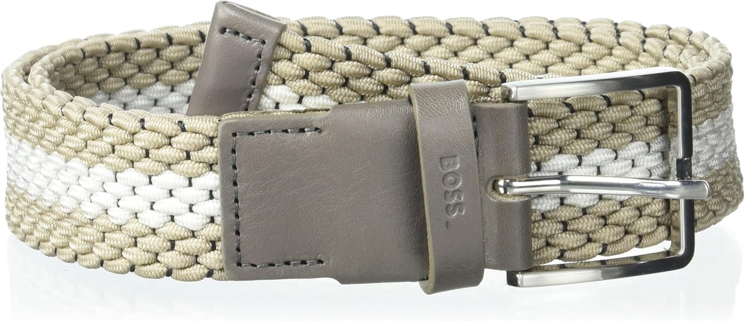 Мужской эластичный тканый ремень BOSS, Stone Beige/White
Мужской эластичный тканый ремень BOSS, Stone Beige/White