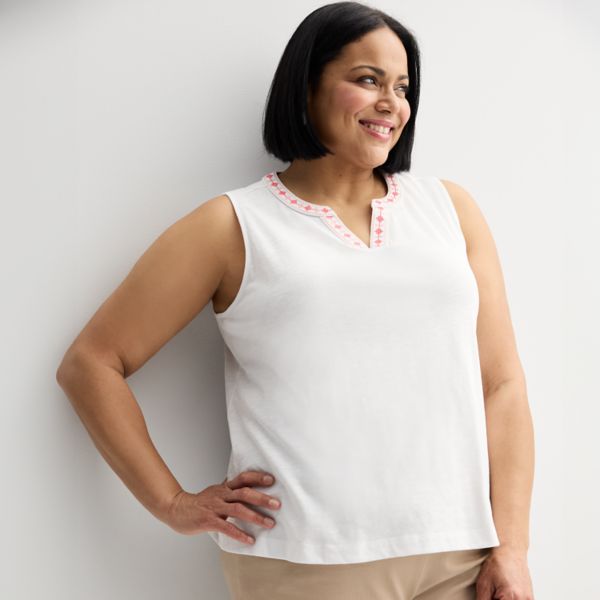 Плюс сайз майка с вышитым краем Croft & Barrow, белый
Плюс сайз майка с вышитым краем Croft & Barrow, белый