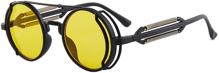 Солнцезащитные очки в стиле стимпанк с двойными пружинными дужками, круглые, с защитой от УФ-излучения UV400, мужские, модные солнцезащитные очки в стиле панк TYUVIVO, Black-yellow
Солнцезащитные очки в стиле стимпанк с двойными пружинными дужками, круглые, с защитой от УФ-излучения UV400, мужские, модные солнцезащитные очки в стиле панк TYUVIVO, Black-yellow