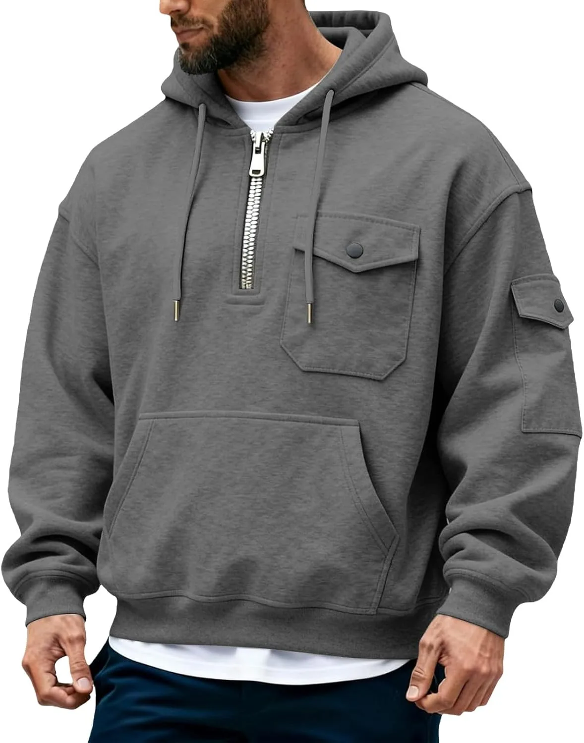 Толстовка с капюшоном Quarter Zip для мужчин Big And Tall, тактическая, с карманами
Толстовка с капюшоном Quarter Zip для мужчин Big And Tall, тактическая, с карманами