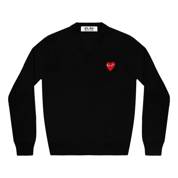Свитер v-neck pullover red emblem 'black' Comme Des Garcons Play, черный 
Свитер v-neck pullover red emblem 'black' Comme Des Garcons Play, черный