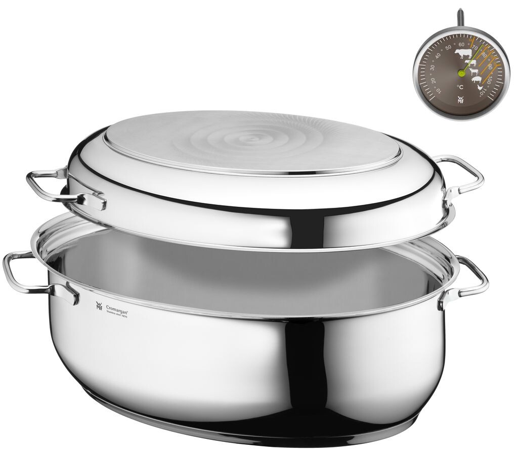 Индукционная жаровня WMF 41x28,5x18 см с термометром для запекания, запеканка 8,5 л с индукционной крышкой, нержавеющая сталь Cromargan, пригодна для духовки
Индукционная жаровня WMF 41x28,5x18 см с термометром для запекания, запеканка 8,5 л с индукционной крышкой, нержавеющая сталь Cromargan, пригодна для духовки