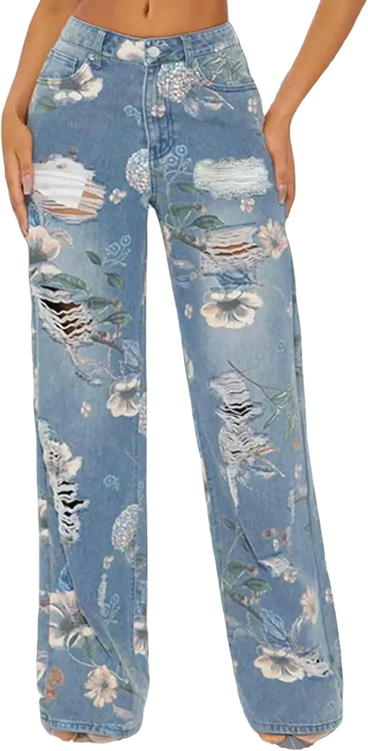 Женские рваные джинсы Mid Rise с цветочным принтом Straight Leg QLAUYIOE
Женские рваные джинсы Mid Rise с цветочным принтом Straight Leg QLAUYIOE
