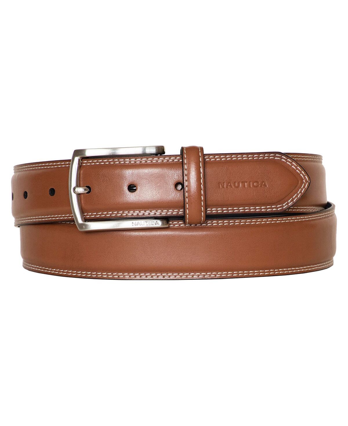 Мужской кожаный ремень с двойной строчкой и инкрустацией логотипом Nautica
Мужской кожаный ремень с двойной строчкой и инкрустацией логотипом Nautica