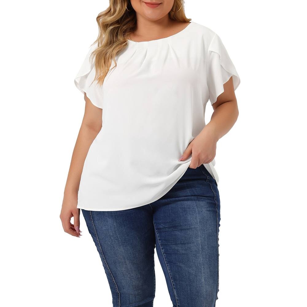 Женский, большие размеры, однотонный, рабочий, плиссированный, круглый вырез, базовый топ с рукавами-тюльпанами Agnes Orinda, белый
Женский, большие размеры, однотонный, рабочий, плиссированный, круглый вырез, базовый топ с рукавами-тюльпанами Agnes Orinda, белый