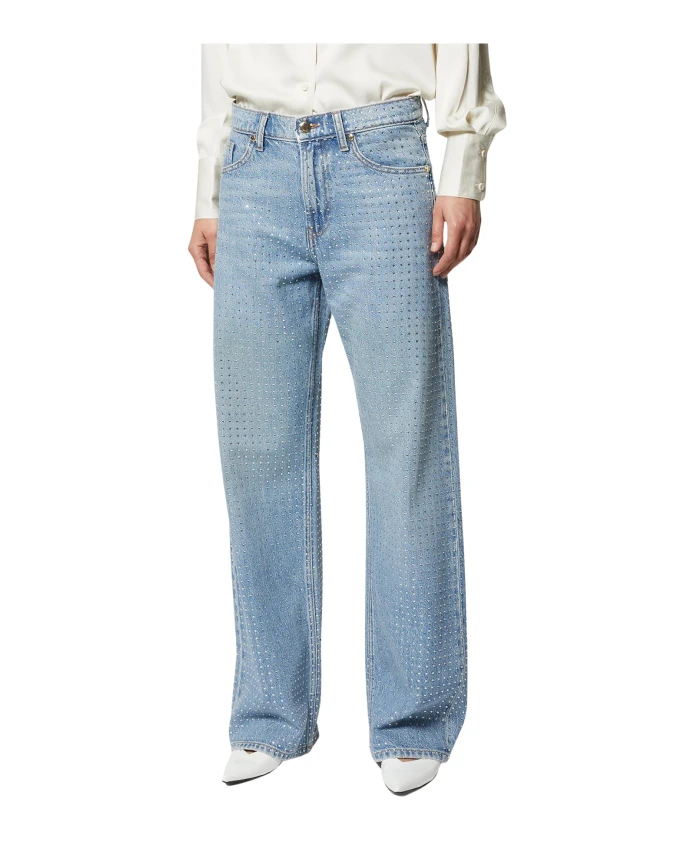 Широкие джинсы из светлого денима со стразами. Silvian Heach, синий
Широкие джинсы из светлого денима со стразами. Silvian Heach, синий