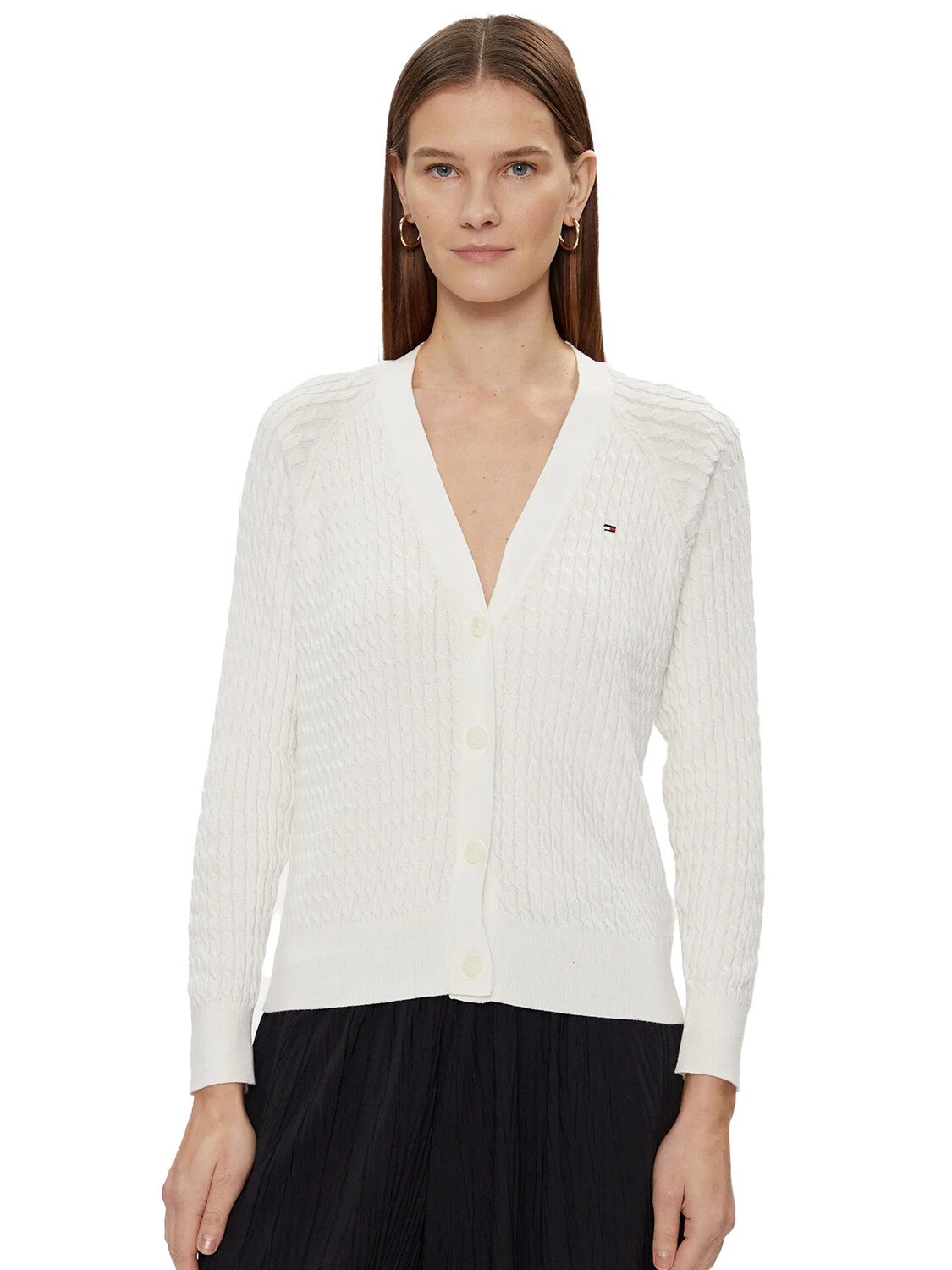 Кардиган hilfiger cardigan a trecce Tommy, белый 
Кардиган hilfiger cardigan a trecce Tommy, белый