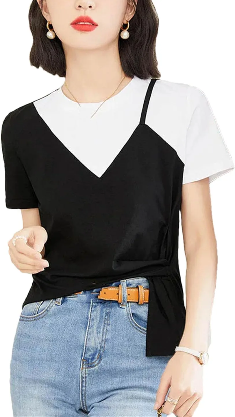 Женская футболка с коротким рукавом и круглым вырезом
Женская футболка с коротким рукавом и круглым вырезом