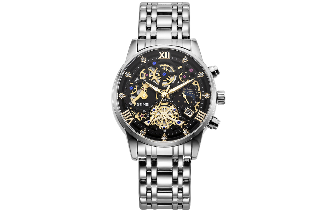 Кварцевые мужские часы SKMEI с черным циферблатом на стальном браслете
Кварцевые мужские часы SKMEI с черным циферблатом на стальном браслете