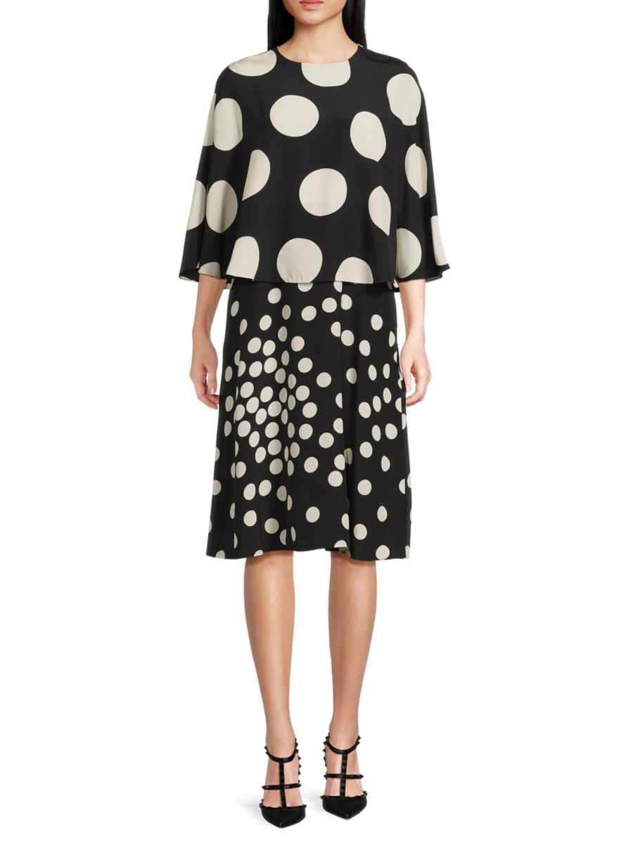 Шелковое платье в горошек длиной до колена Valentino, черный/белый
Шелковое платье в горошек длиной до колена Valentino, черный/белый