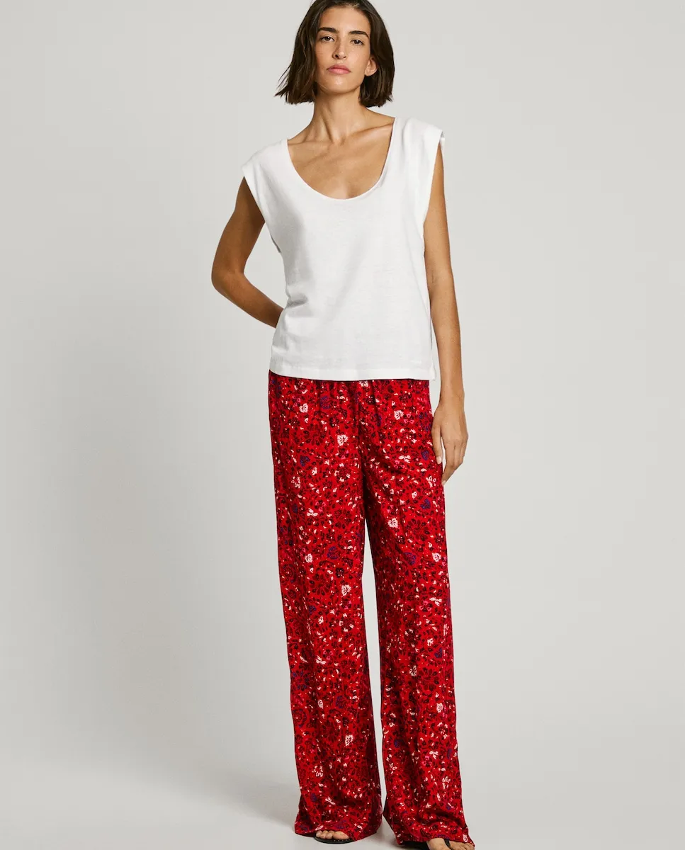 Женские широкие брюки с цветочным принтом и эластичным поясом Pepe Jeans, красный
Женские широкие брюки с цветочным принтом и эластичным поясом Pepe Jeans, красный