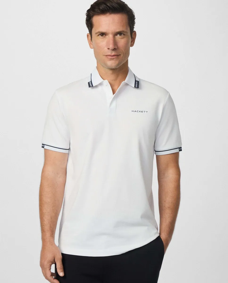 Классический мужской поло с коротким рукавом и отделкой Hackett, белый
Классический мужской поло с коротким рукавом и отделкой Hackett, белый