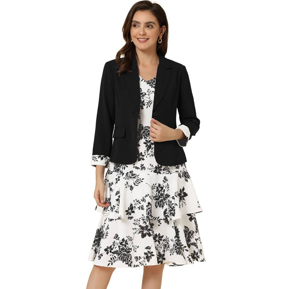 Жен. Рабочий лук С принтом Комплекты из 2 предметов Шифоновый пиджак с V-образным вырезом и контрастной вставкой Платье ALLEGRA K, черный
Жен. Рабочий лук С принтом Комплекты из 2 предметов Шифоновый пиджак с V-образным вырезом и контрастной вставкой Платье ALLEGRA K, черный